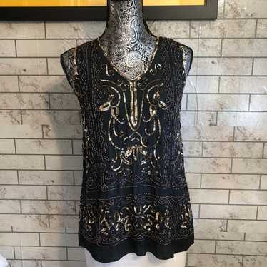 Vintage beaded and sequin silk blouse