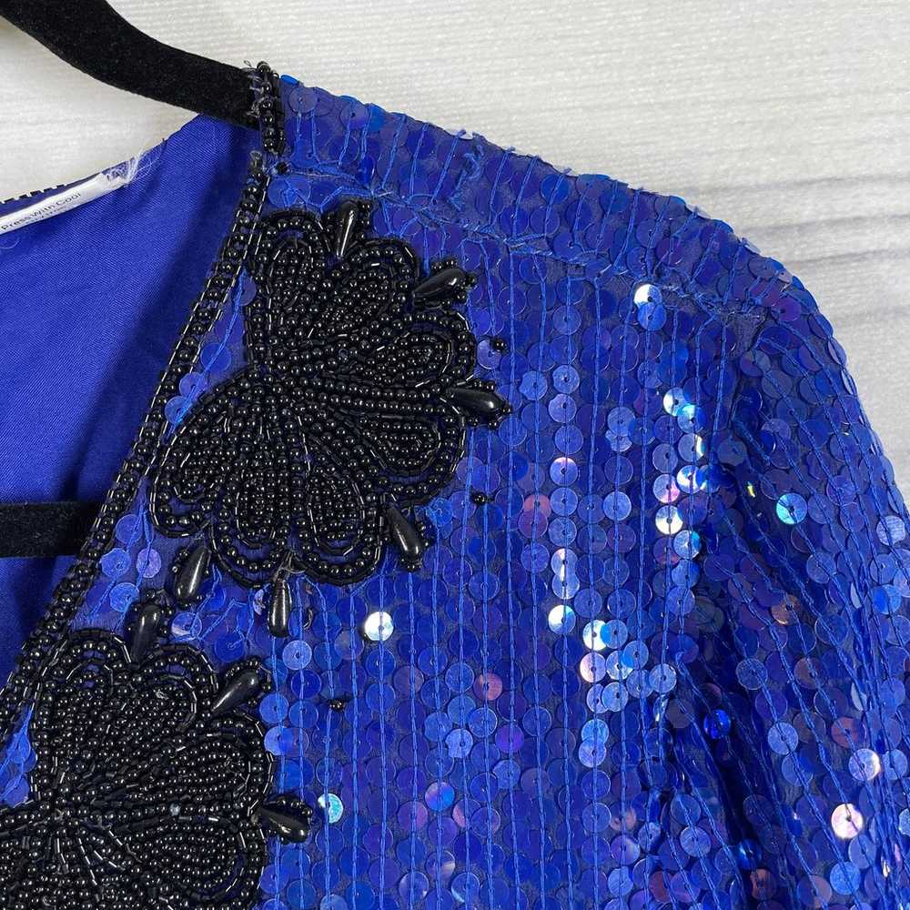 Stenay Vintage Sequined Blue Black Beaded  Short … - image 11