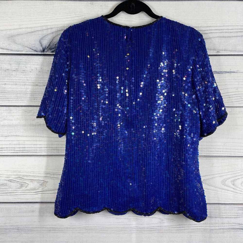 Stenay Vintage Sequined Blue Black Beaded  Short … - image 3