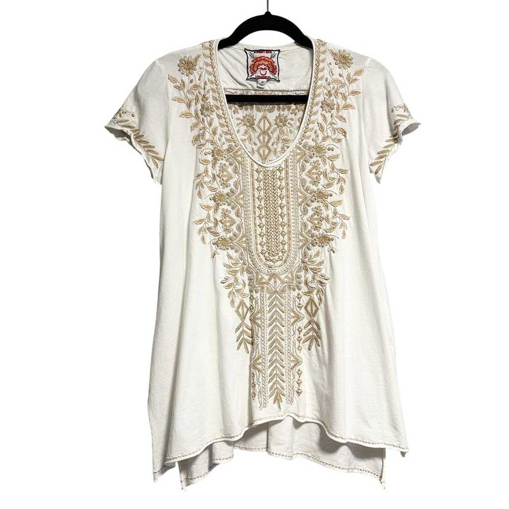 Johnny Was Kemi Knit Embroidered Short Sleeve Dra… - image 1