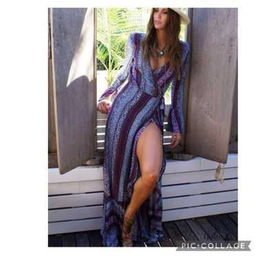 BOHO WRAP LONG SLEEVE MAXI DRESS