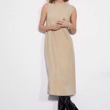 ZARA Sleeveless Wool Long Dress Beige - image 1