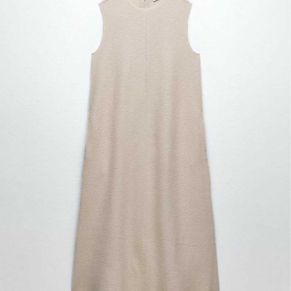 ZARA Sleeveless Wool Long Dress Beige - image 2