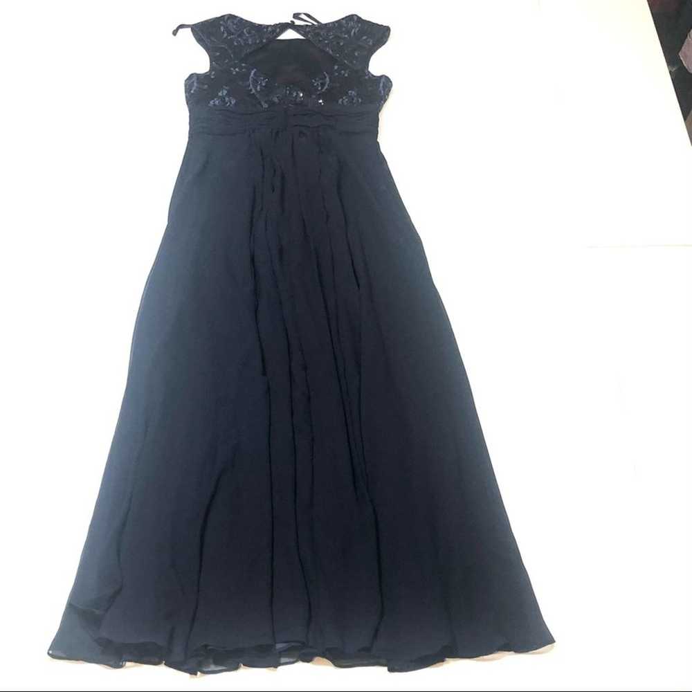 Eliza J Navy sequined chiffon maxi dress gown Sz 6 - image 10