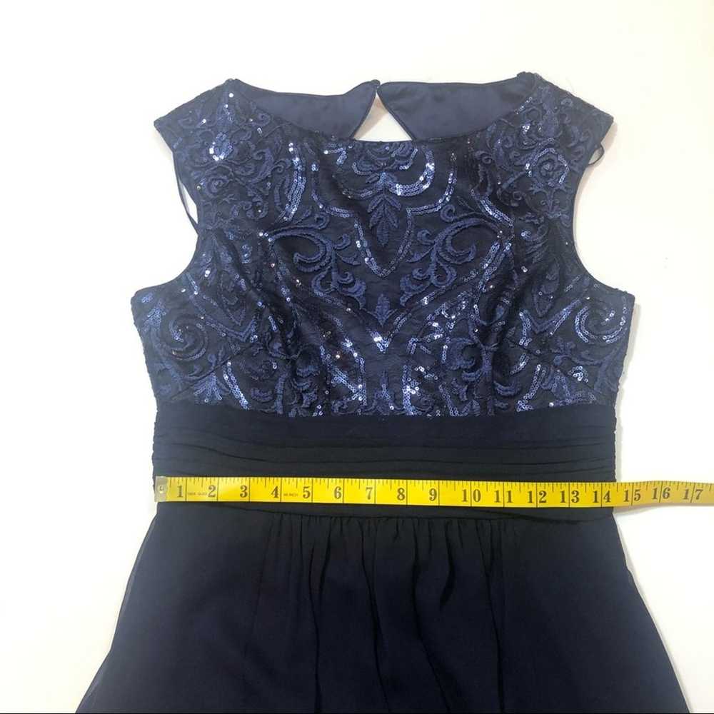 Eliza J Navy sequined chiffon maxi dress gown Sz 6 - image 4