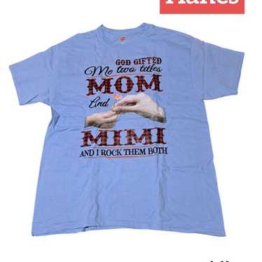 Hanes Light Blue T-shirt Size L MOM MIMI - image 1