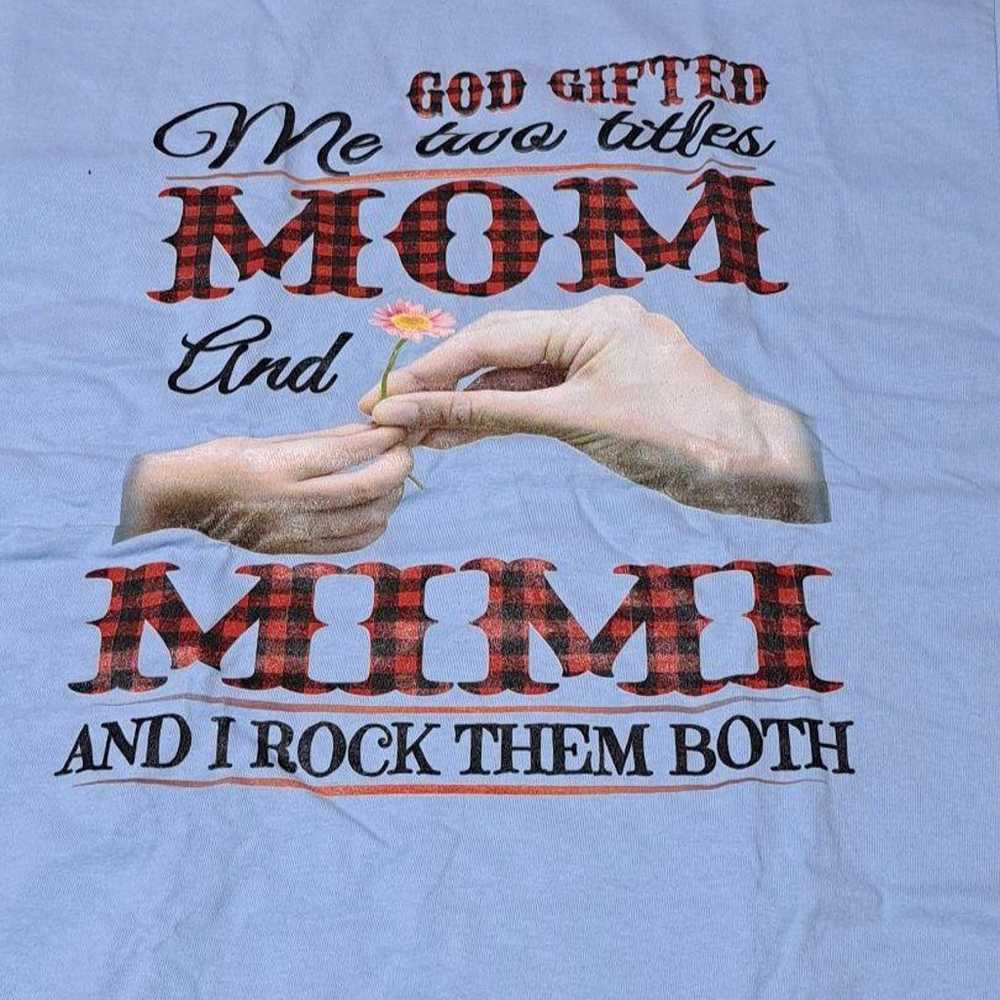 Hanes Light Blue T-shirt Size L MOM MIMI - image 2