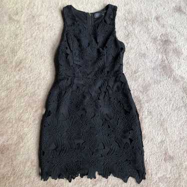 ASTR Black Sleeveless Lace Overlay Mini Sheath Dre