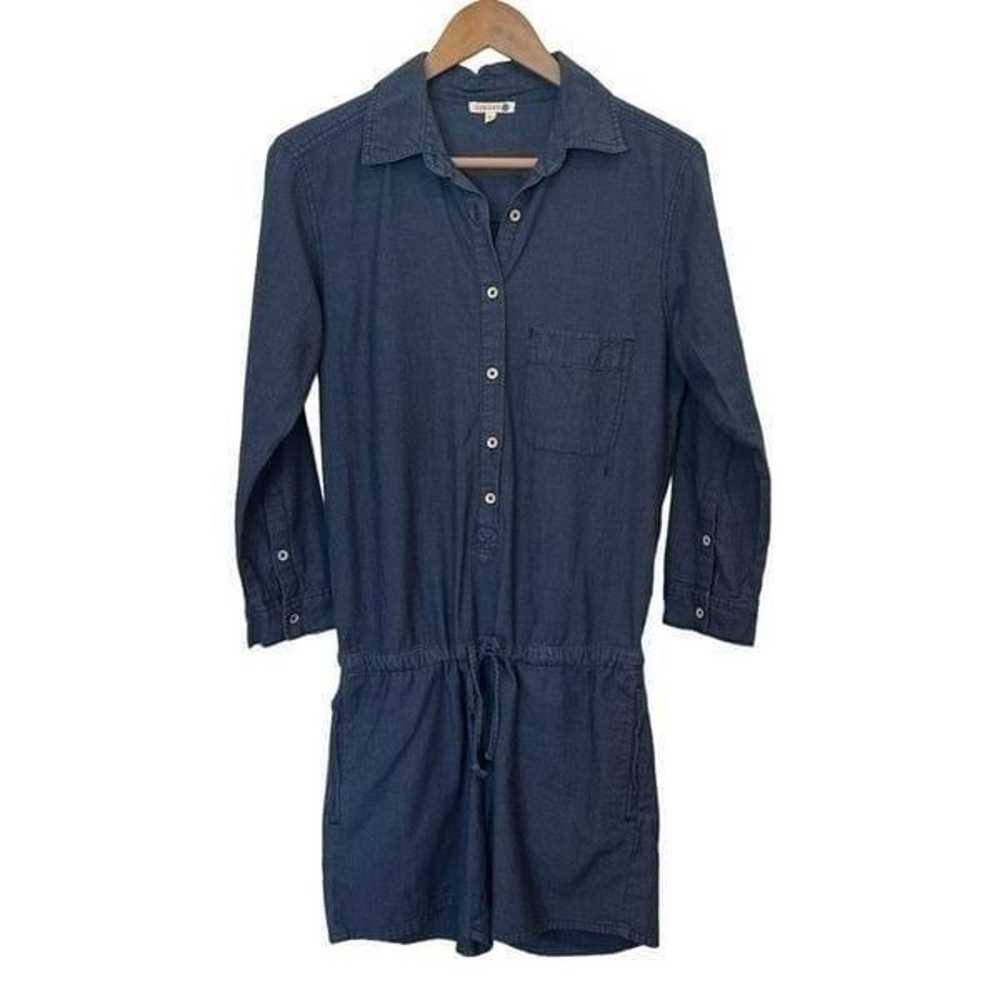 Sundry Dark Chambray Button Down Jumpsuit Size S … - image 1