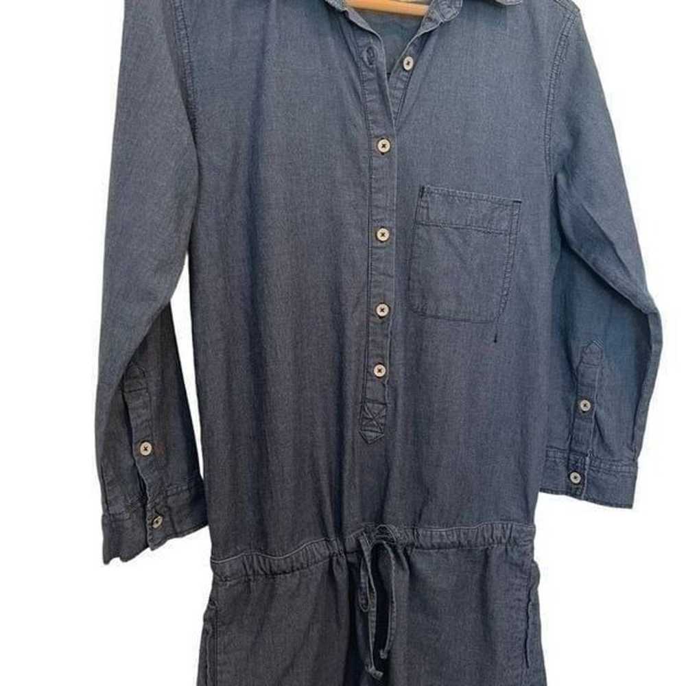 Sundry Dark Chambray Button Down Jumpsuit Size S … - image 3