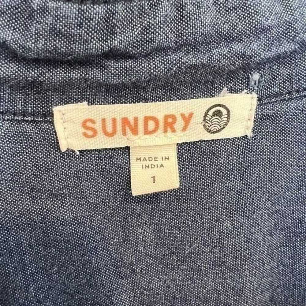 Sundry Dark Chambray Button Down Jumpsuit Size S … - image 4