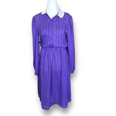 Vintage Kono Shirt Dress Sheer Purple Chiffon Butt