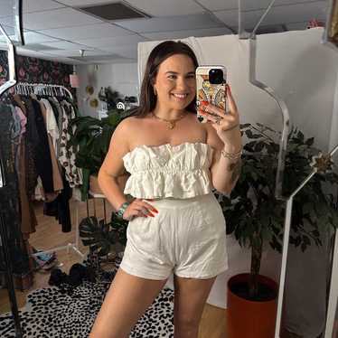 Princess Polly Ruffled Strapless Romper White