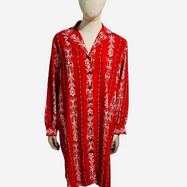 Vintage Schrader Red V-Neck Shirt Dress with Uniq… - image 1