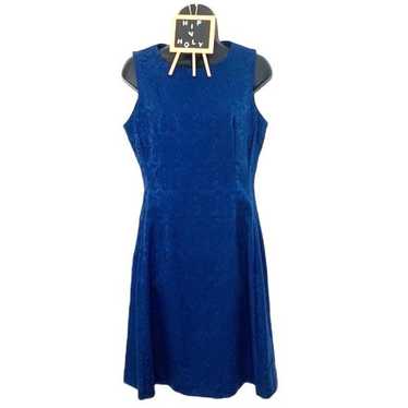 Eva Mendes Fitted Royal Blue Jacquard Dress Size 8