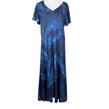 Soft Surroundings Blue Tie-Dye V neck Maxi Dress … - image 1