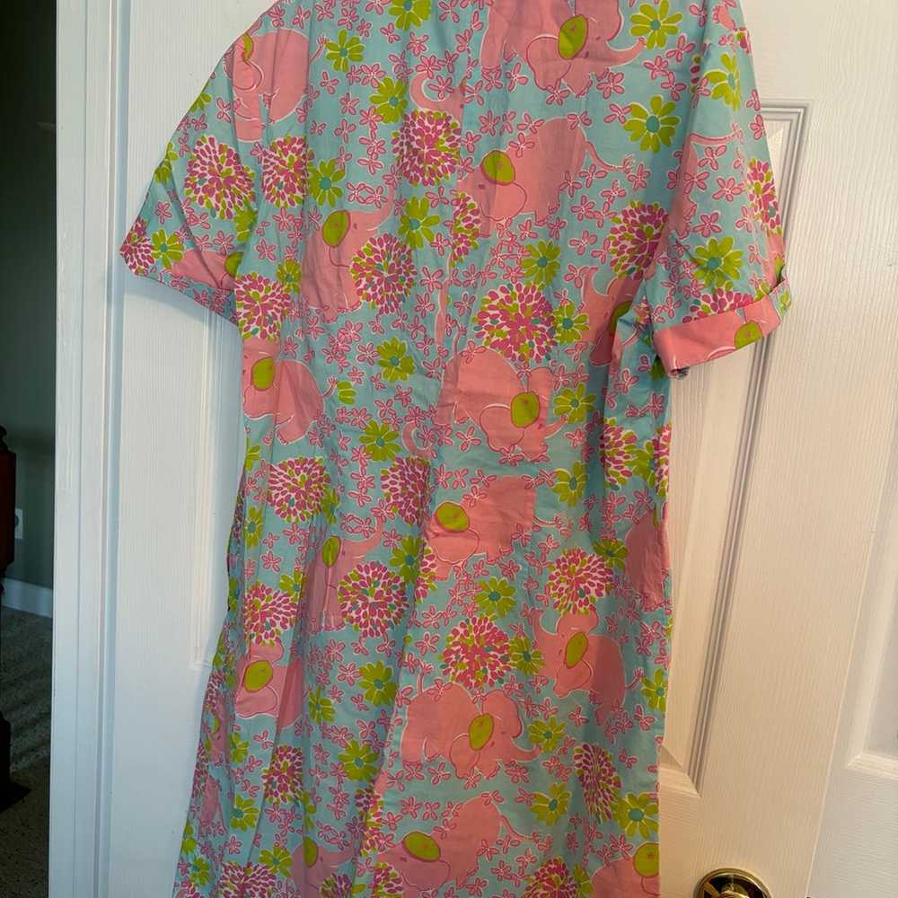 Lily Pulitzer Pink Elephant Dress Size 14 - image 2