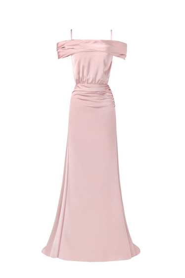 Milla Elegant misty rose off-the-shoulder silk max