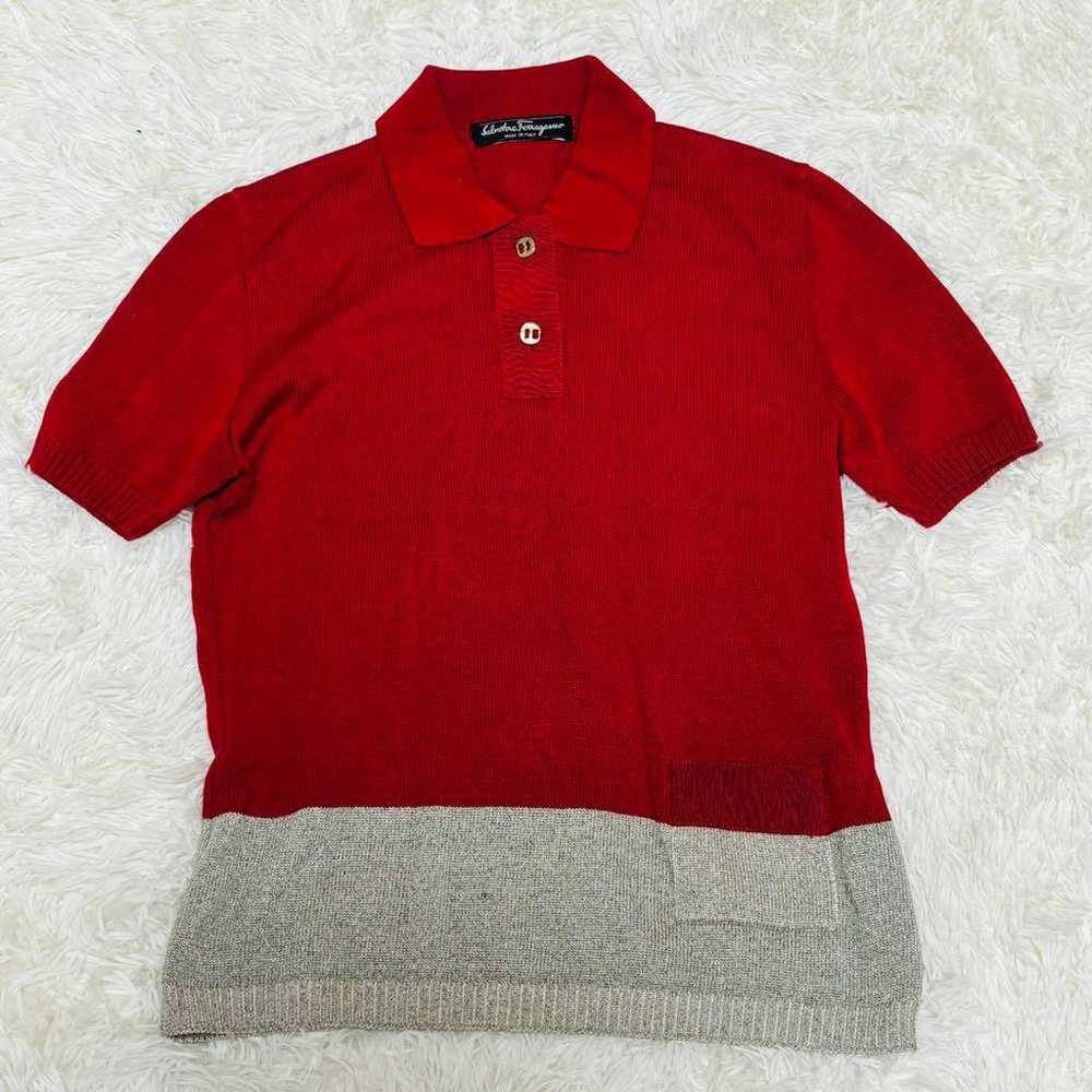 [Rare] Salvatore Ferragamo Polo Shirt Knit Two-To… - image 1