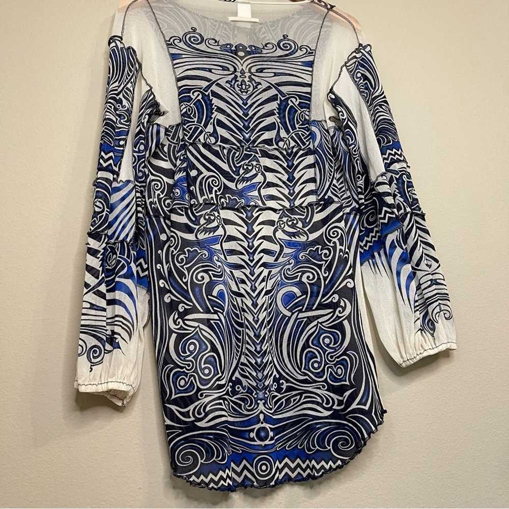 Jean Paul Gaultier Tattoo Print Mesh Tunic Blouse… - image 10