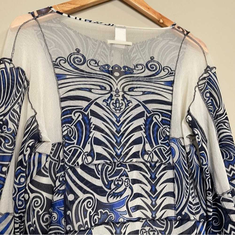 Jean Paul Gaultier Tattoo Print Mesh Tunic Blouse… - image 11