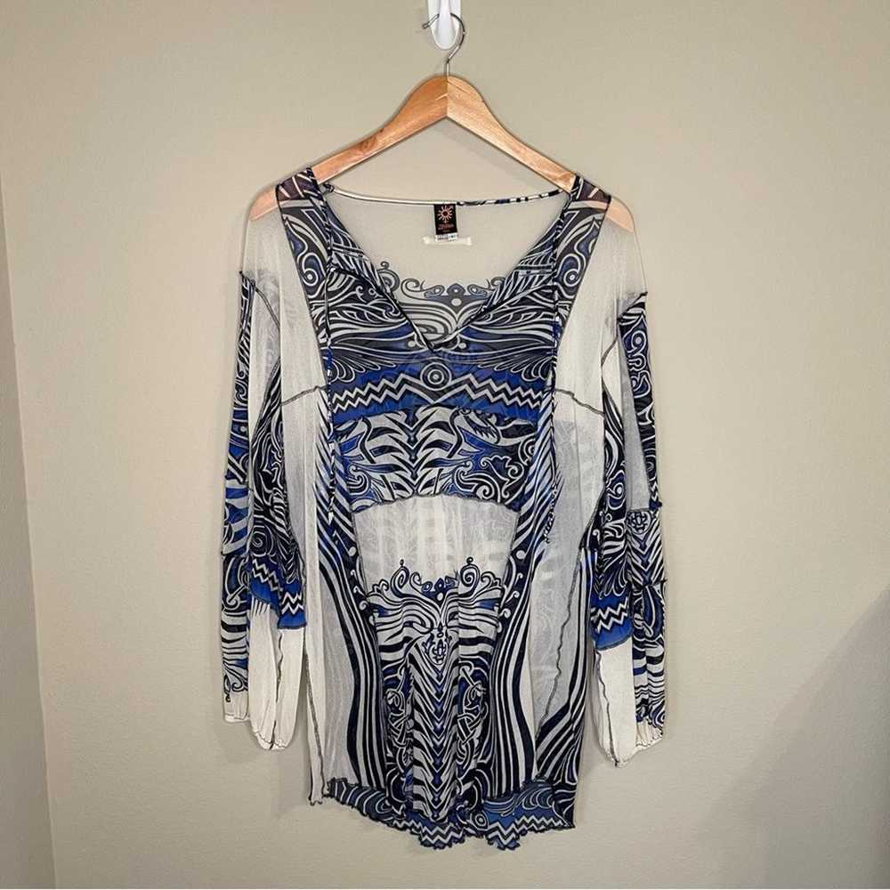 Jean Paul Gaultier Tattoo Print Mesh Tunic Blouse… - image 2