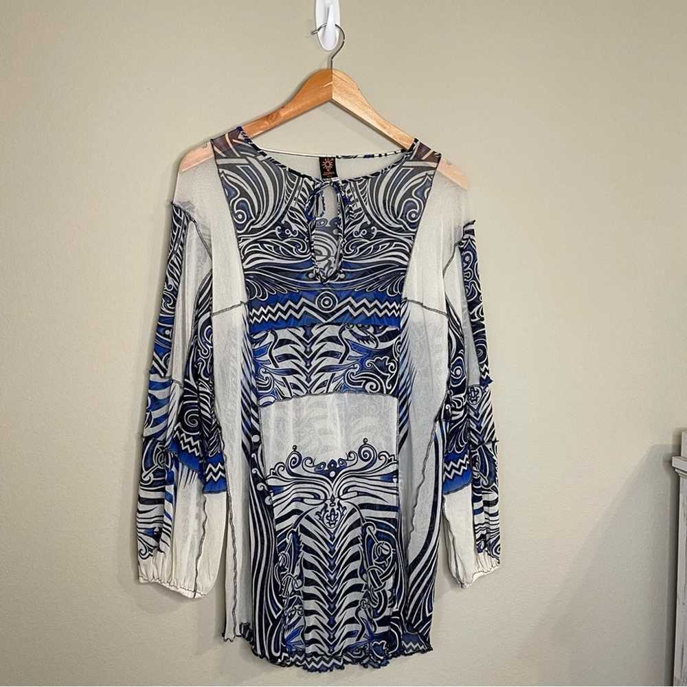 Jean Paul Gaultier Tattoo Print Mesh Tunic Blouse… - image 4