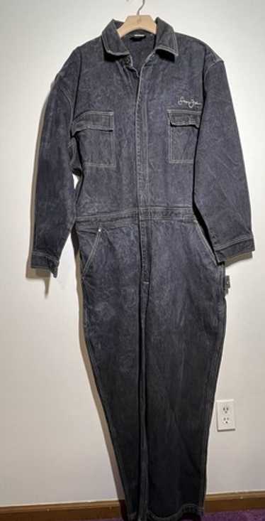 90’s vintage denim coverall Denim Jumpsuit 90s Ideas Coveralls Blue Jean Snap up Boiler