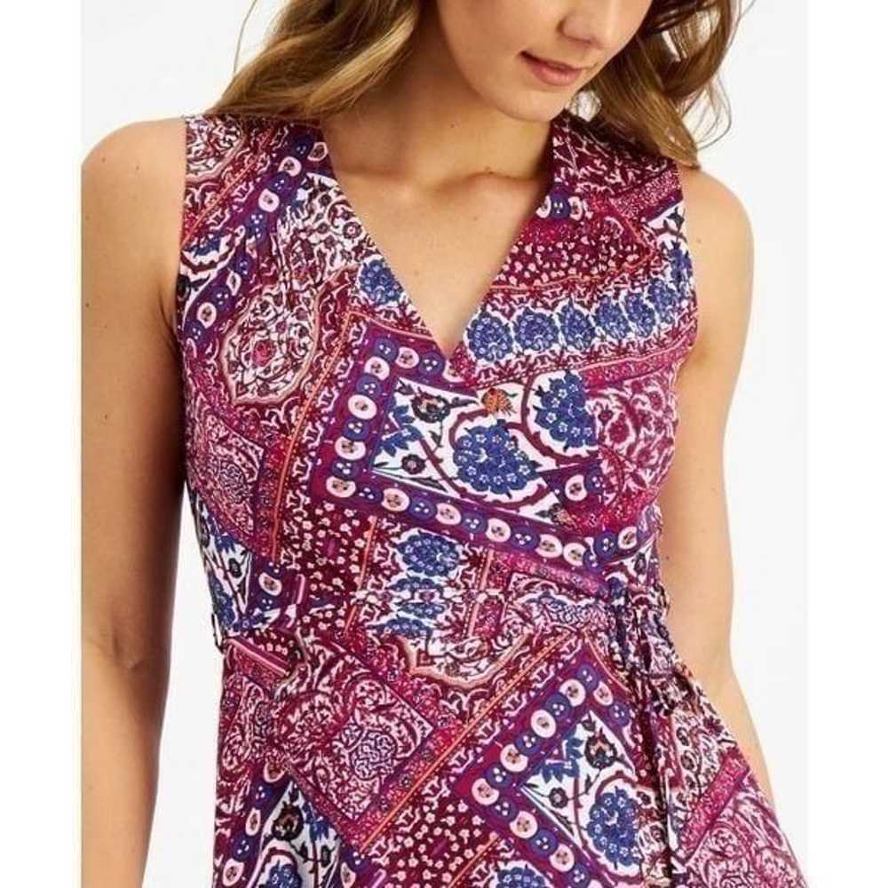 Calvin Klein Mosaic Print Faux Wrap Dress Size 16 - image 3