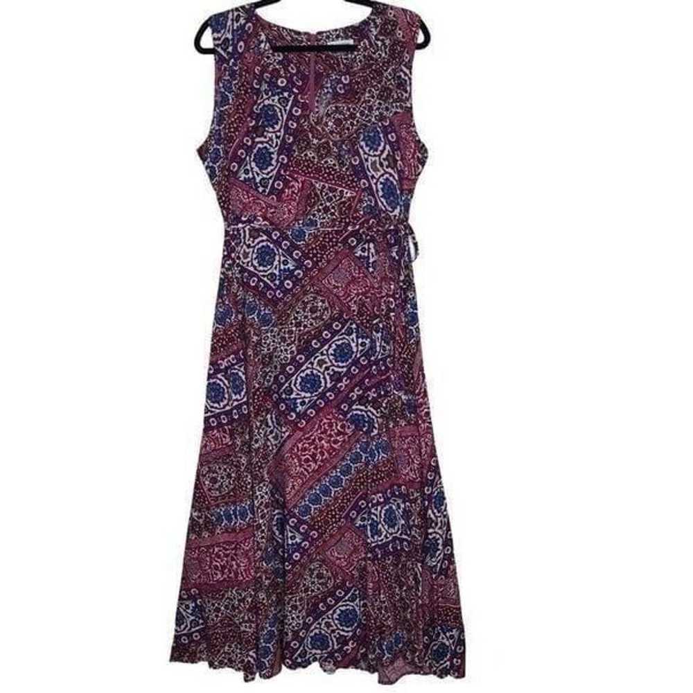 Calvin Klein Mosaic Print Faux Wrap Dress Size 16 - image 4