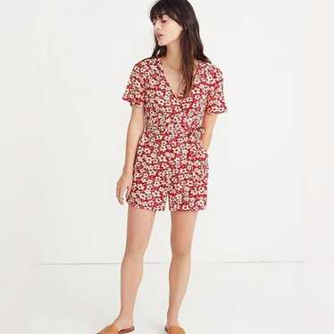 Madewell Floral Wrap-Front Romper in Mini Daisy