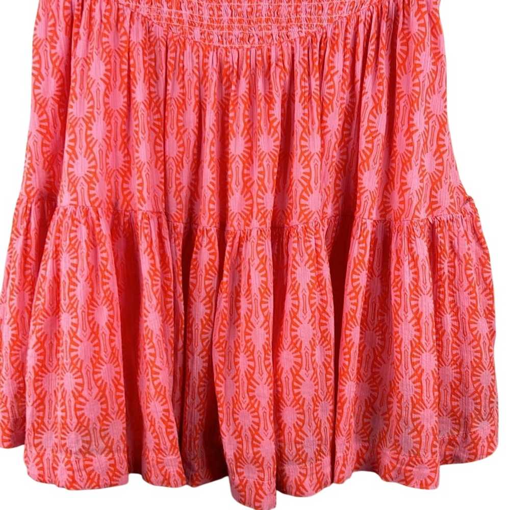 Free People Annie Pink & Red Boho Smocked Fit & F… - image 3