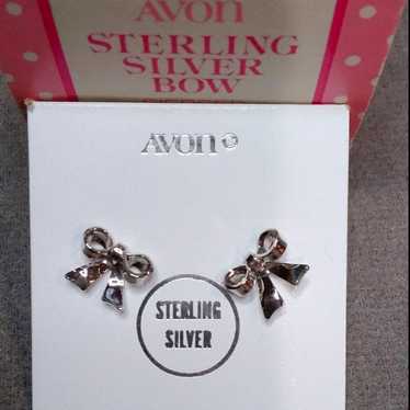 Avon 70s jewelry sterling silver bow earrings vin… - image 1