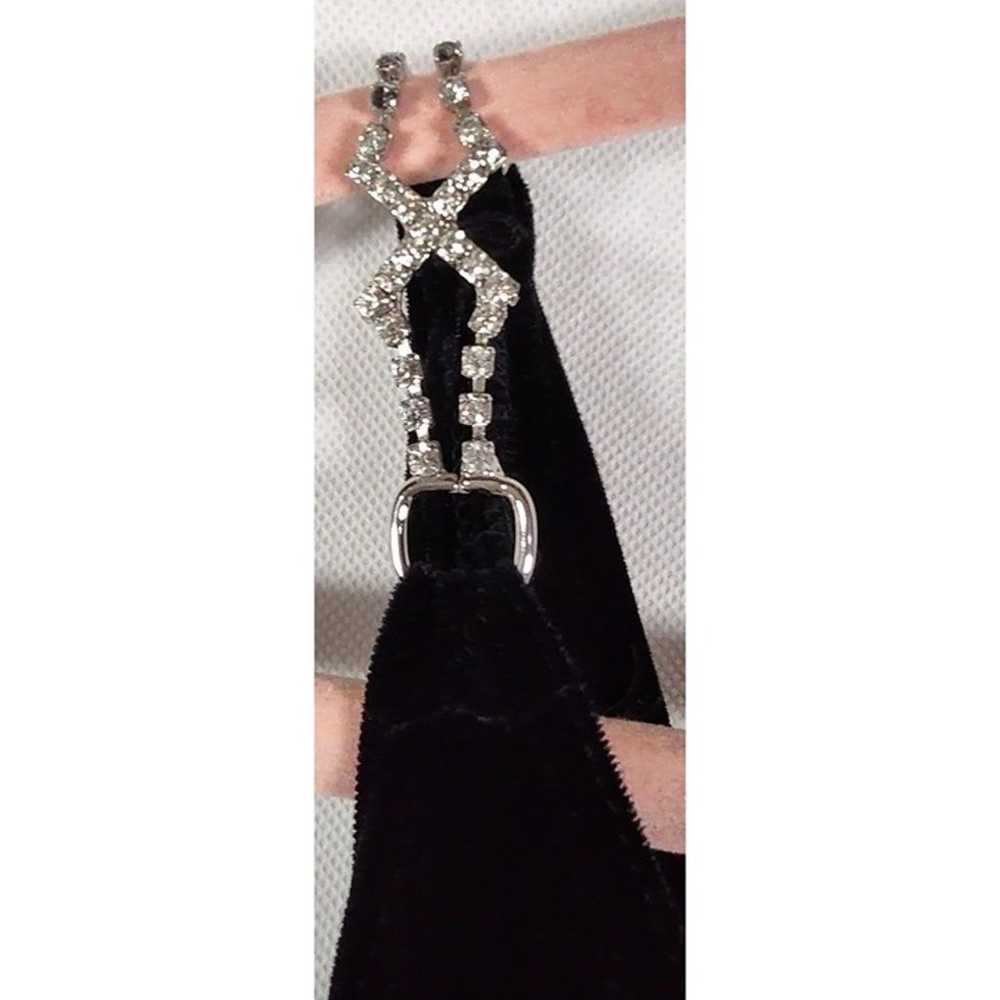 Elegant Onyx Nite Black Velvet Gown With Rhinesto… - image 4