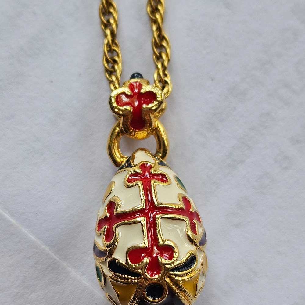 Vintage Joan Rivers Faberge Inspired Pendant Red … - image 1