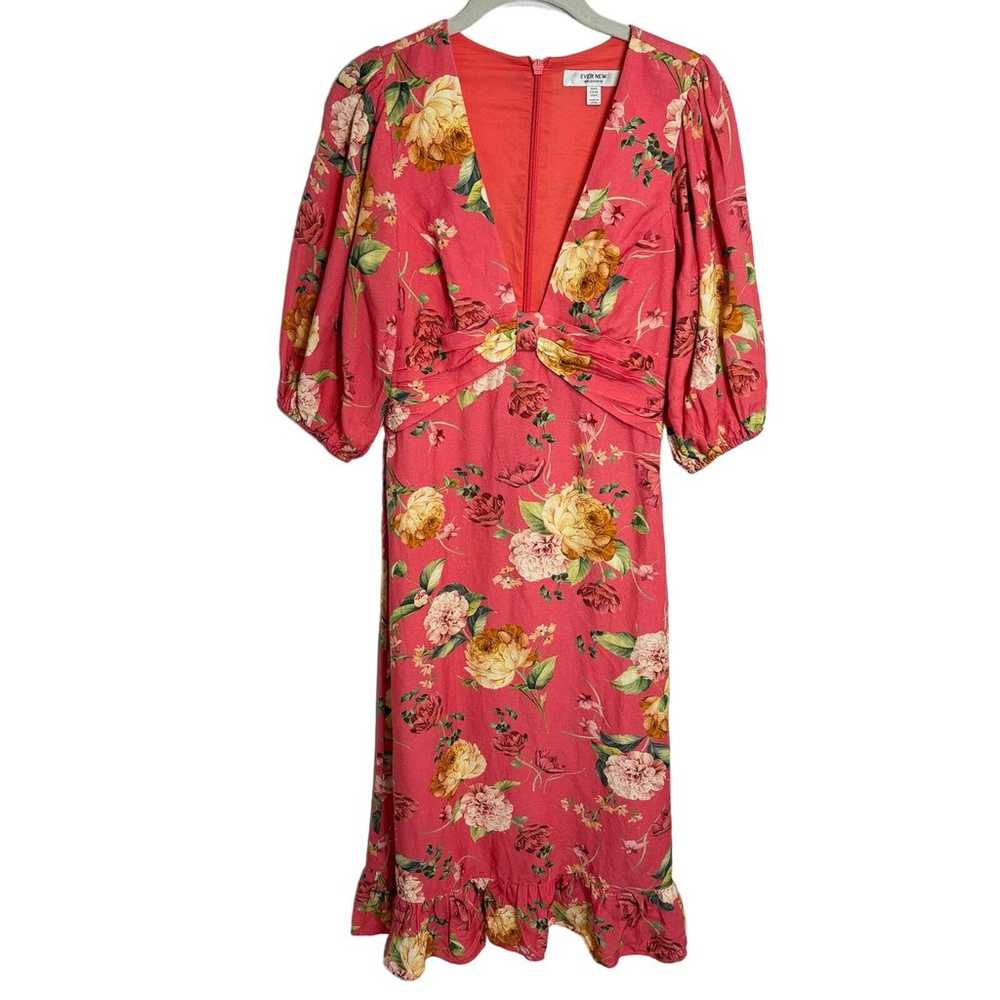 EVER NEW Melbourne Midi Dress Linen Puff Sleeve F… - image 3