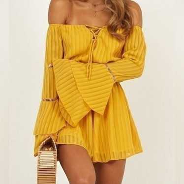 SHOWPO. CUPIDS ARROW PLAYSUIT IN MUSTARD | size 6