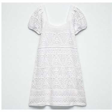 Zara crochet white mini dress