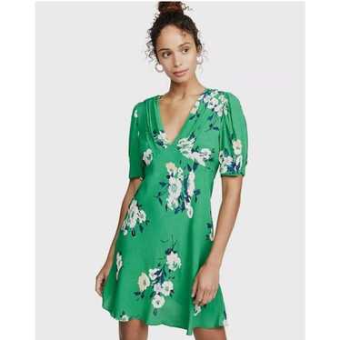 Free People Neon Garden Size 8 Green Floral V-nec… - image 1