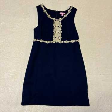 Lilly Pulitzer Womens 8 Rosie Shift Dress Navy Blu