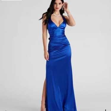 Windsor Formal Satin Blue Mernaid Maxi Dress - image 1