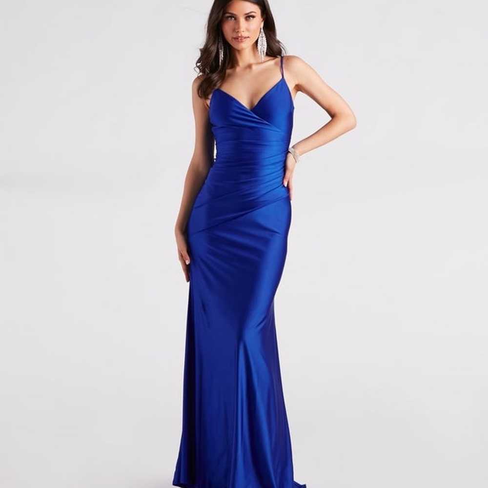 Windsor Formal Satin Blue Mernaid Maxi Dress - image 3