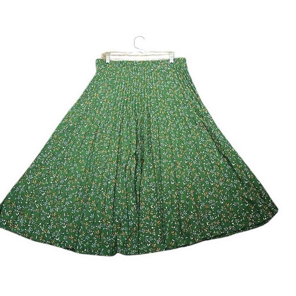 Max studio green floral pleated midi skirt size l… - image 1