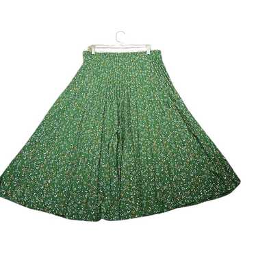 Max studio green floral pleated midi skirt size l… - image 1