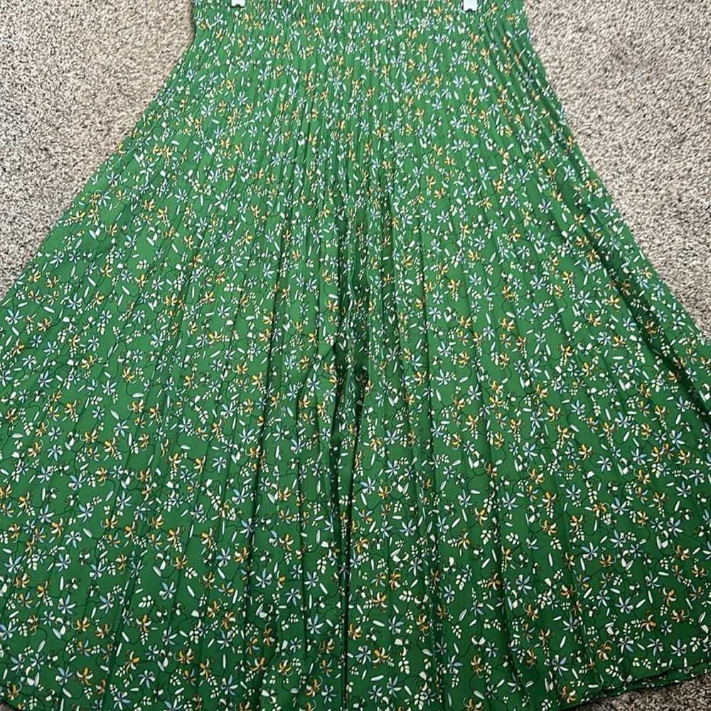 Max studio green floral pleated midi skirt size l… - image 3