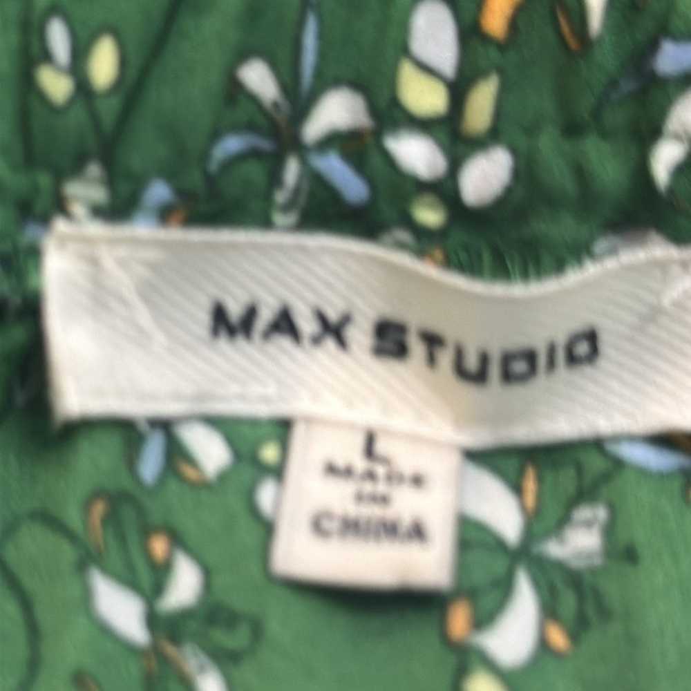 Max studio green floral pleated midi skirt size l… - image 5