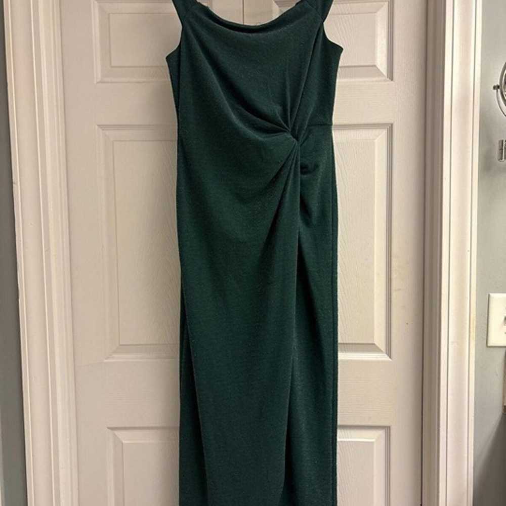 Adrianna Papell Dress Womens 12 Green Knit Cross … - image 5