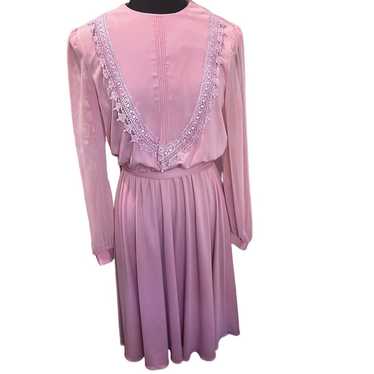 NWT Vintage 80s Amy Deb Mauve Pink Lace Chiffon B… - image 1