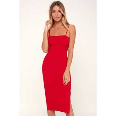 Lulus Paulina Red Bodycon Midi Dress