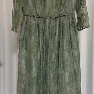 Olive Green Lace Maxi Dress